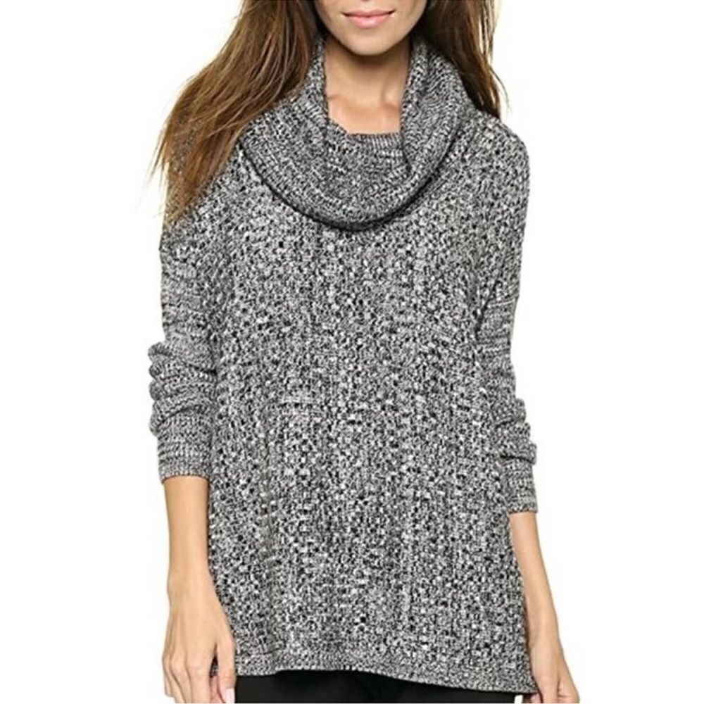 Alice + Olivia- Women’s Base Black White Knit Cowl Neck Sweater, Size XS